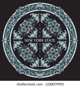 New York lace pattern  love hate typography, tee shirt graphics, vectors