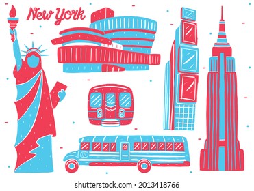 new york landmark in flat design style