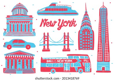 new york landmark in flat design style