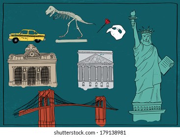 New York Landmarks, Hand Drawing