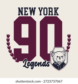 New York Legends Slogan Vektordesign mit Bärendarstellung