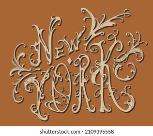 New York - lettering in art nouveau style