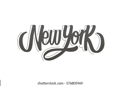 New York lettering. Drawn typography lettering phrase New York isolated on the white background. Modern motivational calligraphy for typography poster and postcard or t-shirt print