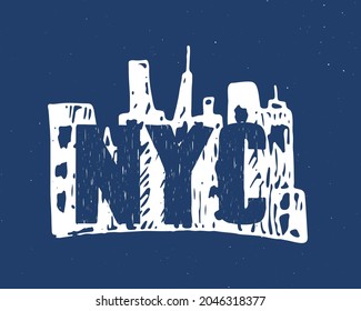 New York lettering handwritten sign, Hand drawn grunge calligraphic text. Vector illustration.