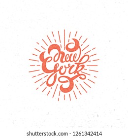 New York lettering with stamp effect. Vector illustration.