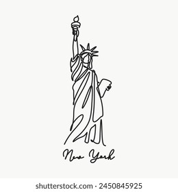 New York Liberty Statue continuous line vector art