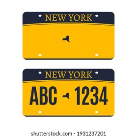 New York licence plate. American metal vehicle registration