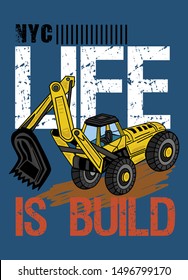 new york life is build, t-shirt design fashion vector illustration