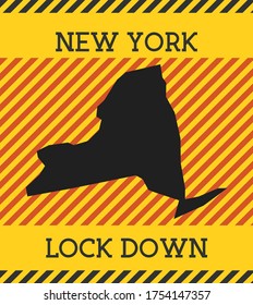 New York Lock Down Sign. Yellow US state pandemic danger icon. Vector illustration.