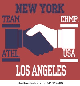 new york - los angeles typography, t-shirt graphics, vectors