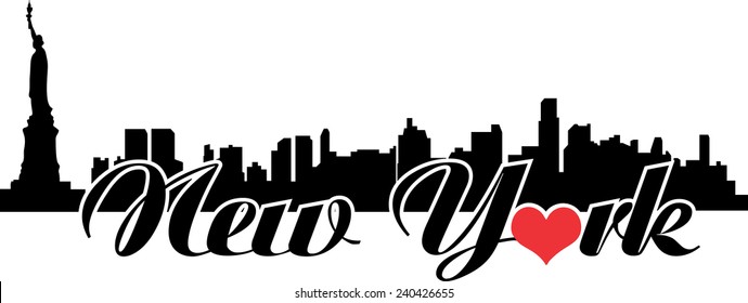 New York Love Skyline with heart