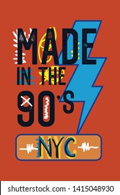 new york made in the nineties,t-shirt design fashion vector illustrator