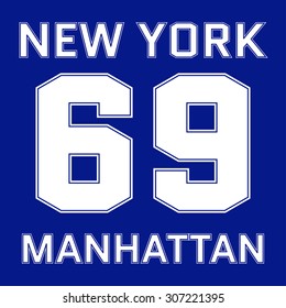 New York Manhattan basketball Typography. Athletic T-shirt fashion graphics. Design Print for sportswear apparel. NYC original wear. Vector illustration