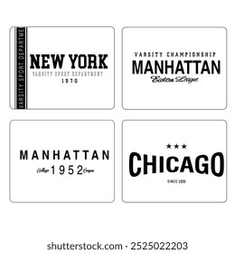 Nova Iorque, Manhattan chicago t-shirt design collection.  Vetor