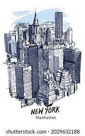 Nueva York, Manhattan cityscape - ilustración vectorial