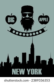 New York - Manhattan poster with silhouettes - Big Apple