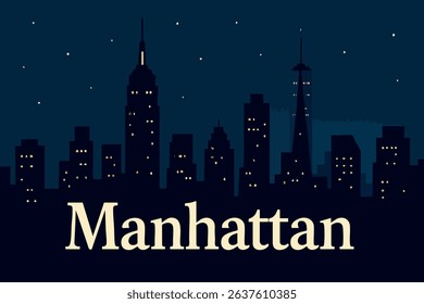 New York City’s Manhattan skyline sparkles with twinkling lights at night, capturing the vibrant energy of one of the world’s most iconic cities