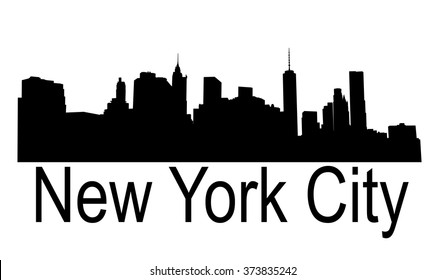 New York, Manhattan - view from Brooklyn. Vector Illustration.