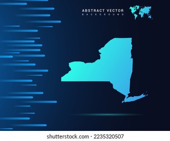 New York map with abstract blue background technology.