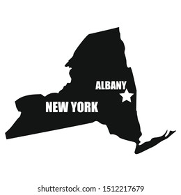 New York map in black on a white background