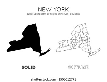 New York map. Blank vector map of the US State with counties. Borders of New York for your infographic. Vector illustration.