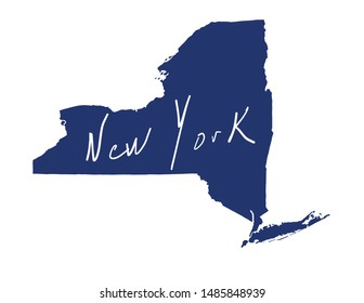 New York map blue colored vector illustration of the country and its islands An illustrated map silhouette