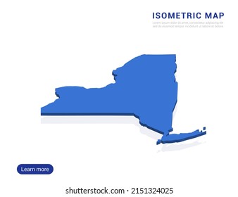 New York map blue isolated on white background with 3d isometric vector illustration.