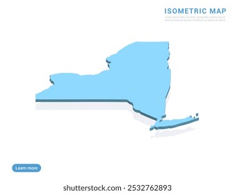 New York map blue on white background with isometric vector.