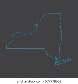 New York map blue outline stroke line style