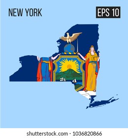 New York map border with flag vector EPS10