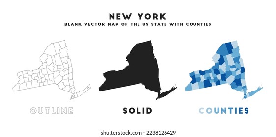 New York map. Borders of New York for your infographic. Vector US state shape. Vector illustration.