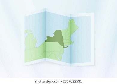 New York map, folded paper with New York map. Vector illustration.