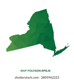 NEW YORK map in geometric Green polygonal style modern design on white background. Vector illustration.