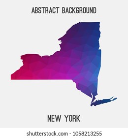 New York map in geometric polygonal,mosaic style.Abstract tessellation,modern design background,low poly. Geometric cover, mockup. Vector illustration.
