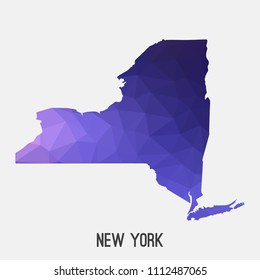New York map in geometric polygonal,mosaic style.Abstract tessellation,modern design background,low poly. Geometric cover, mockup. Vector illustration.