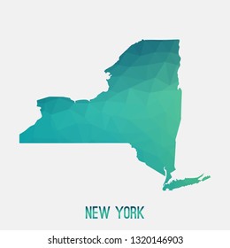 New York map in geometric polygonal,mosaic style. Abstract tessellation,modern design background,low poly. Geometric cover, mockup. Vector illustration.