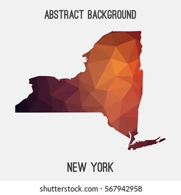 New York map in geometric polygonal,mosaic style.Abstract tessellation,modern design background. Vector illustration