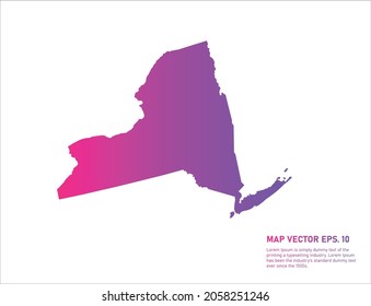 NEW YORK map gradient color . on white background. 