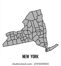 New York map in grey style isolated on white background. Vector illustration.	