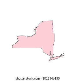 New York map isolated on white background silhouette. New York USA state.