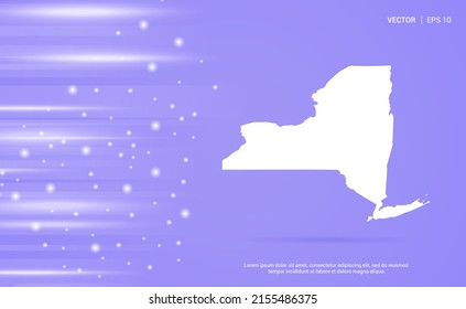 New York map isolated on purple background. Vector Illustration.