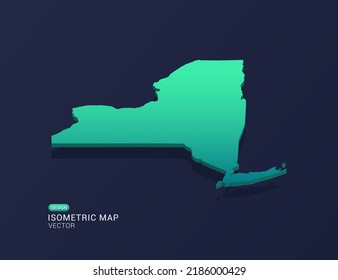 New York map of isometric green gradient vector illustration.