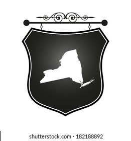 New York map on heraldic sign
