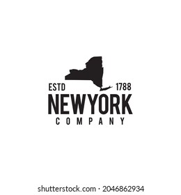 New York map outline map logo design