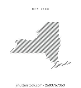 New York map from pattern of black slanted parallel lines. Flat vector illustration isolated on white
