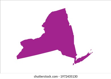 NEW YORK Map pink Color on White Backgound