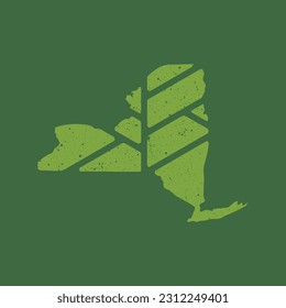 New York map plant leaf logo. Creative eco and nature organic logo design template.