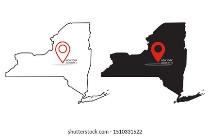 New York map pointer icon. New York shape isolated flat design style on white background. Vector illustration eps 10.