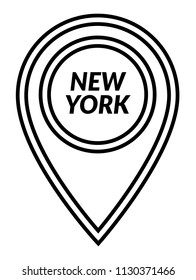 new york and map pointer. vector illustration