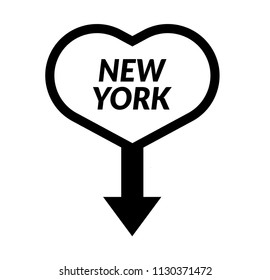 new york and map pointer. vector illustration